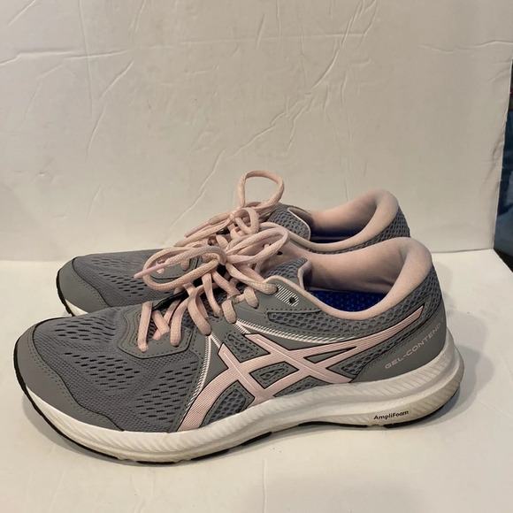 Asics Gel-Contend 7 Gray and Pink Walk-Hero Running Shoe - Picture 3 of 9